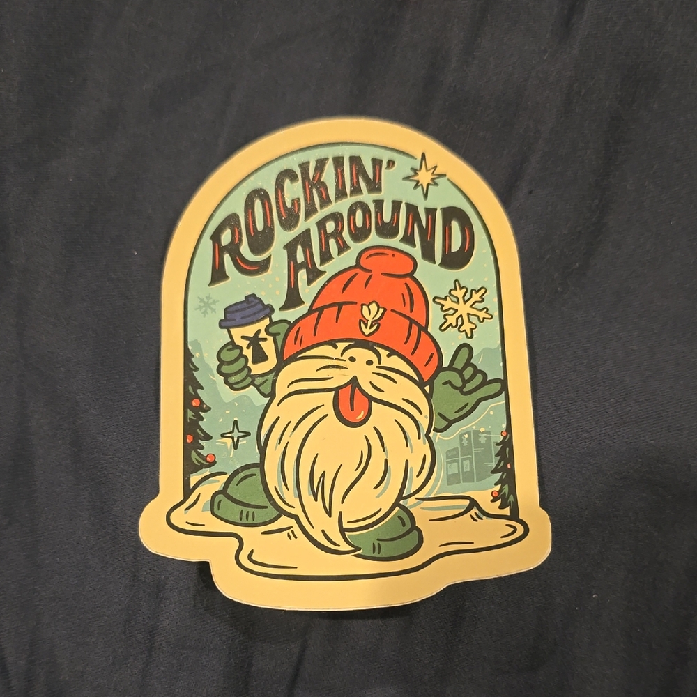 Dutch Bros Gnome Sticker with Coffee
